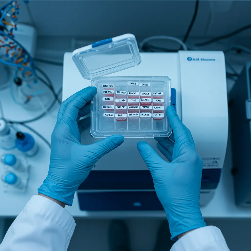 Manipulation de matériel génétique en laboratoire pour la recherche sur les vaccins ARNm contre les maladies génétiques et auto-immunes