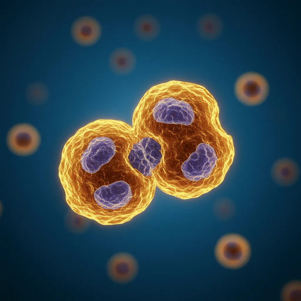 Division cellulaire anormale illustrant le rôle des oncogènes et gènes suppresseurs dans la cancérogenèse