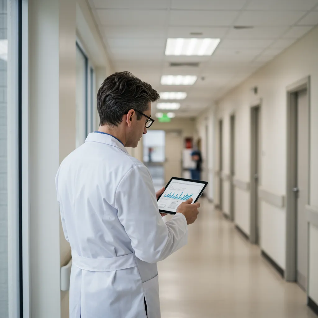 Professionnel de santé consultant des données scientifiques sur l'antibiorésistance, illustrant l'adaptation des prescriptions face aux mécanismes de résistance bactérienne