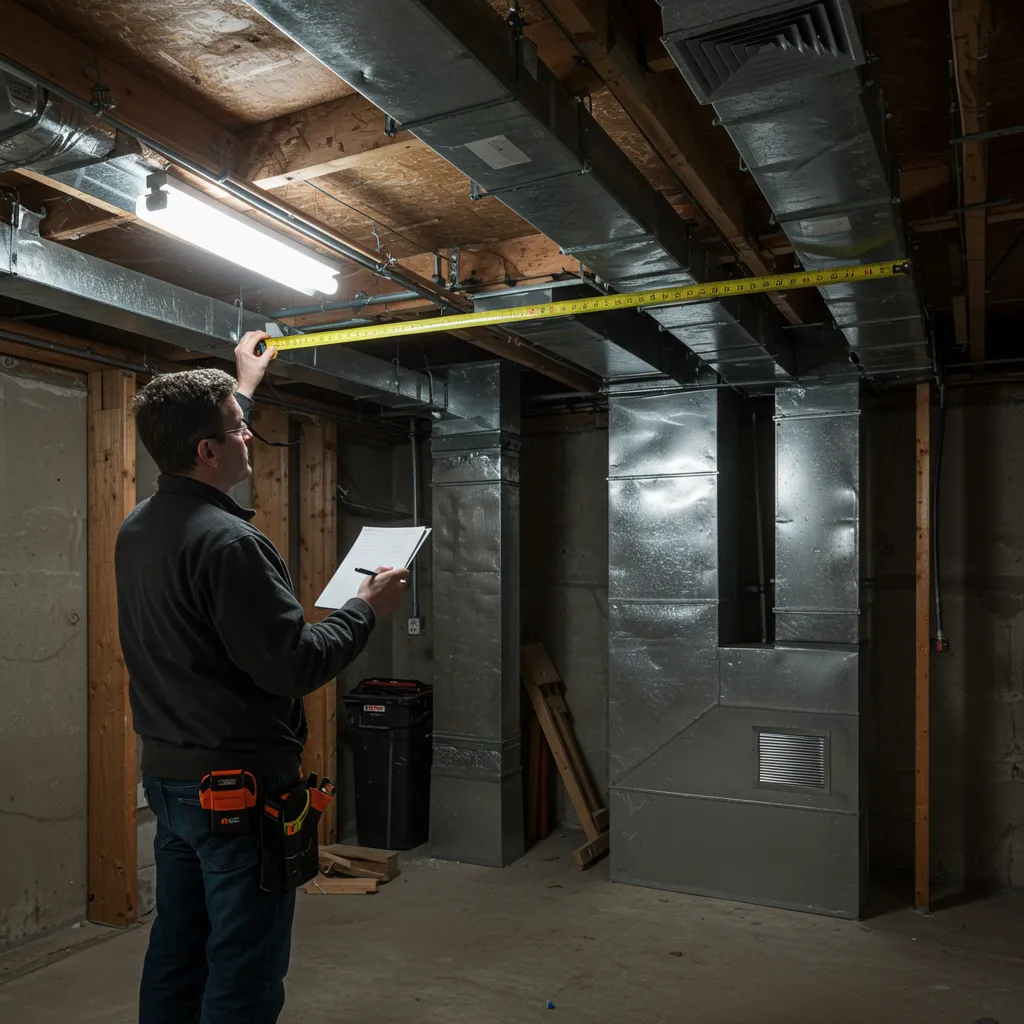 Vérification des dimensions et de la ventilation d'une cave avant installation d'un chauffe-eau thermodynamique