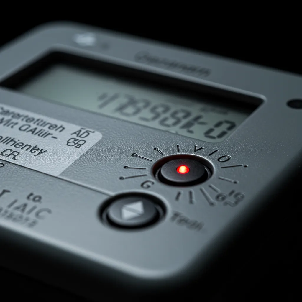 Gros plan sur le voyant rouge clignotant d'un compteur électrique intelligent