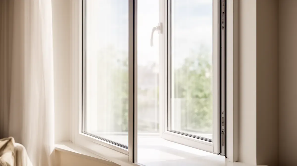 Vue intérieure d'une fenêtre à double vitrage laissant entrer la lumière naturelle, symbolisant le confort thermique et acoustique après rénovation.